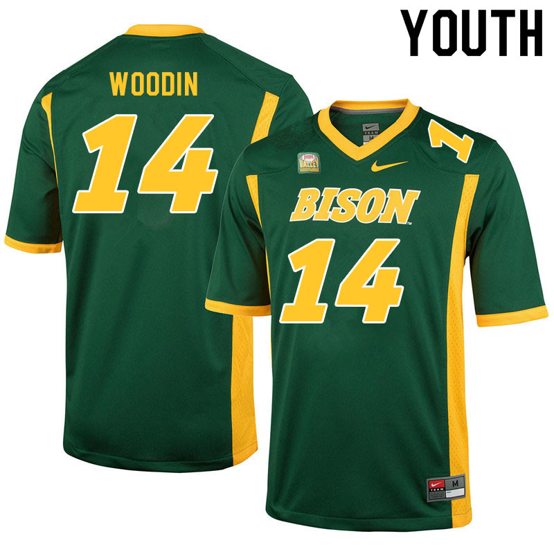 Youth #14 JJ Woodin North Dakota State Bison College Football Jerseys Sale-Green - Click Image to Close